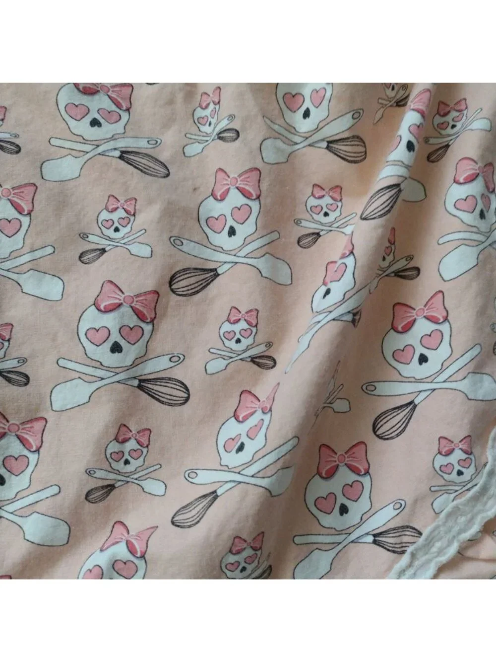 Retro Style Jessie Steele Apron OS Pink Skull Cotton w Removable Bib